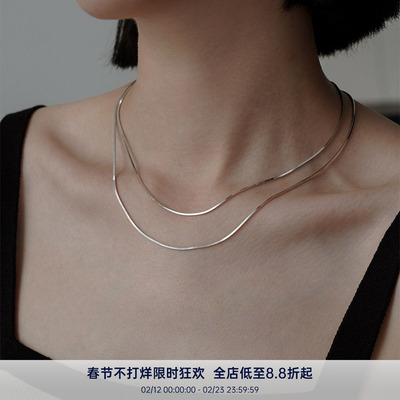 PAUSAANN银色小众设计感蛇骨链