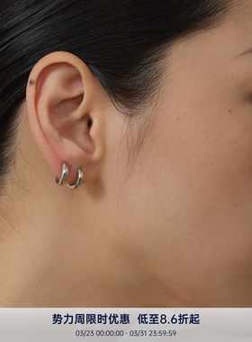 PAUSA ANN s925 简约925银光面胖耳圈百搭耳扣耳钉 多尺寸