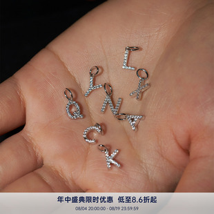 PAUSA ANN 925银经典满镶钻幸运字母吊坠通勤轻奢感项链锁骨链