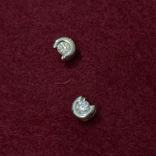 迷你小泡泡双层幸运马蹄莫桑钻通勤耳钉 s925 PAUSA ANN