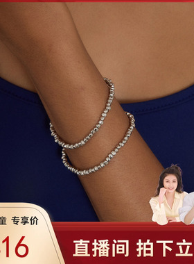 PAUSA ANN s925 简约百搭三角碎银多切面闪光实心重工手链