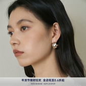 宽边圆环光面C形极简设计经典 PAUSA ANN 金银耳钉