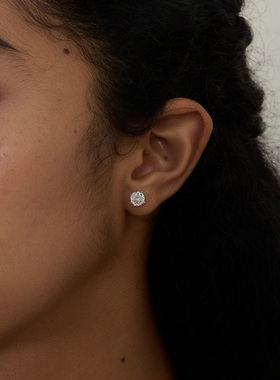 PAUSA ANN s925 6mm通勤轻奢玫瑰切闪高火彩锆石耳钉