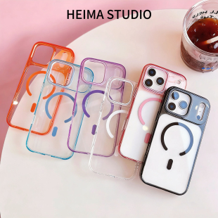 适用苹果17ProMax手机壳新款 iPhone16冰透磨砂15Pro磁吸充电保护套15潮牌男女硬外壳简约透明 AI触控相机按键