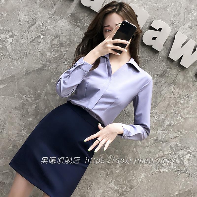 女衬衫长袖2024新职业装女套装时尚正装气质工作服面试前台制服