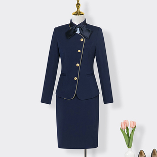 酒店前台接待工作套装女秋冬医美教师工装马甲职业套装女空乘制服
