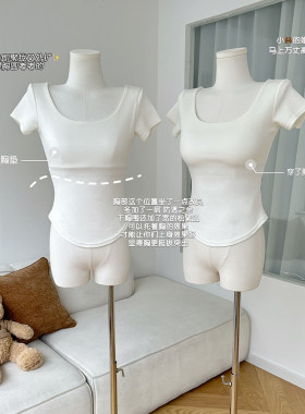 白色性感带胸垫修身纯欲上衣