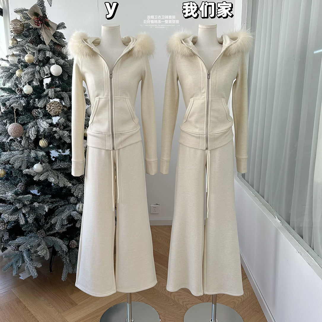 柒月末 520g毛领连帽卫衣卫裤套装女冬季巨好看韩系一整套穿搭,女装/女士精品,休闲运动套装,淘宝优惠券,粉丝福利购,淘宝优惠卷