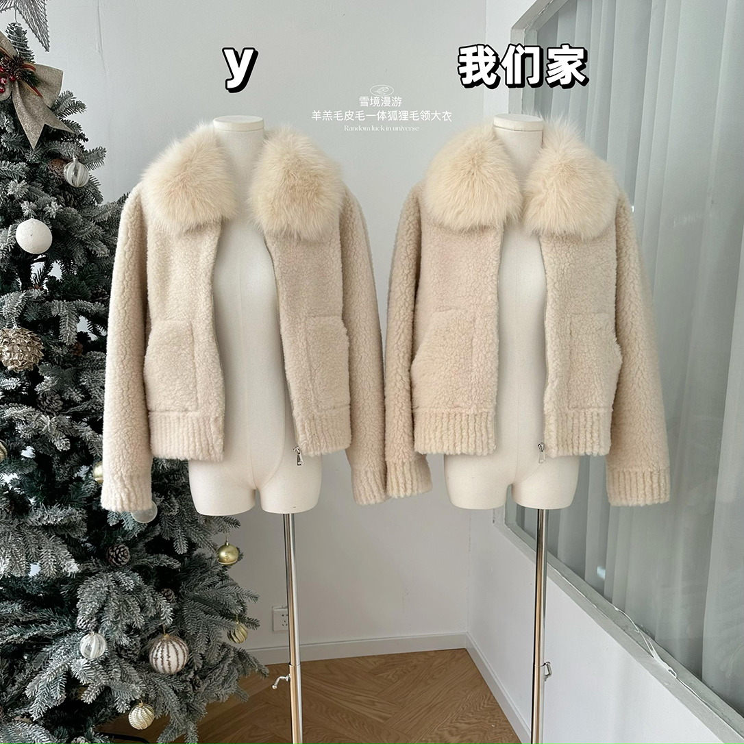 毛领保暖厚款韩系羊羔毛外套