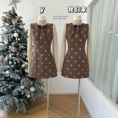 小香风连衣裙圣诞战袍跨年战袍