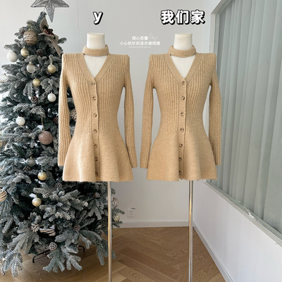 针织连衣裙收腰显瘦短裙