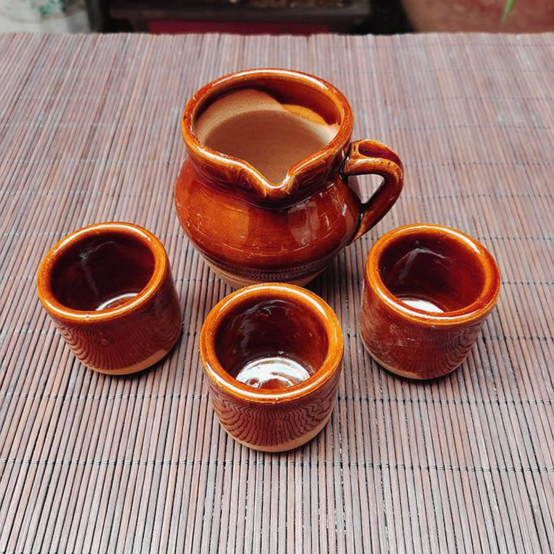 云南土陶烤茶罐大理全手工制作柴窑上釉餐饮具茶具公道杯泡茶器皿