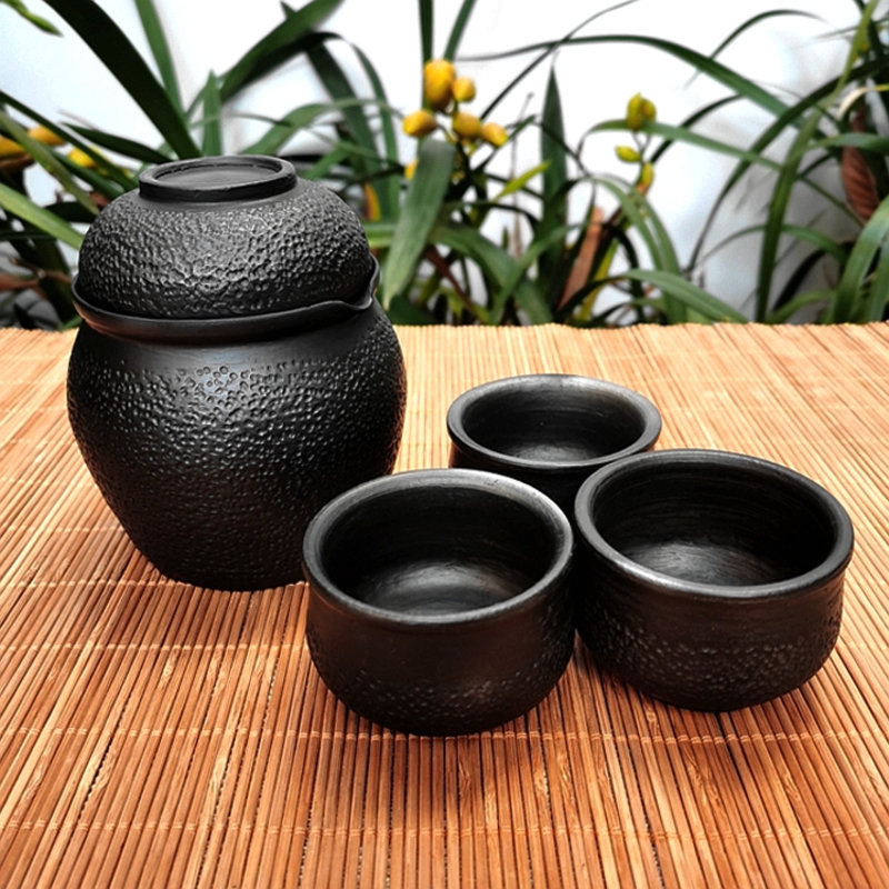 包邮云南大理剑川黑陶快客杯陶瓷全手工柴窑泡茶壶家用简约复古风