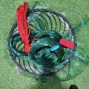 撒网大飞盘式齿轮手抛网钢拉丝渔网加重链条圆盘撒鱼网美式易抛网