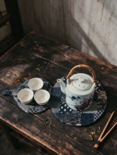 国风蓝染葫芦茶席茶具收纳垫茶道配件福禄茶垫隔热防烫干泡台茶席