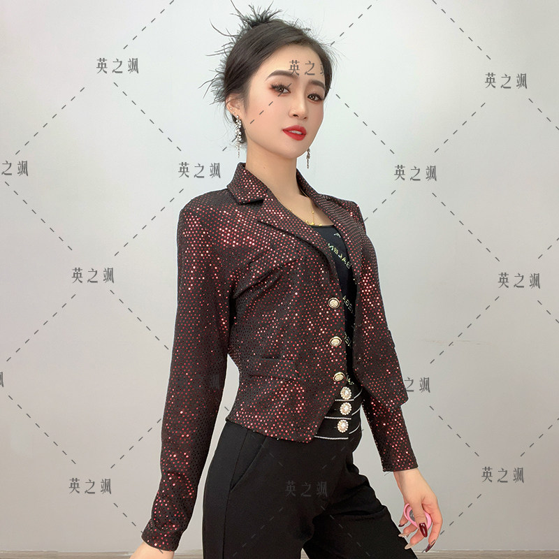 2221英之飒新亮片短款小西装广场舞上装吉特巴水兵交谊舞西服外套,女装/女士精品,民族服装/舞台装,淘宝优惠券,粉丝福利购,淘宝优惠卷