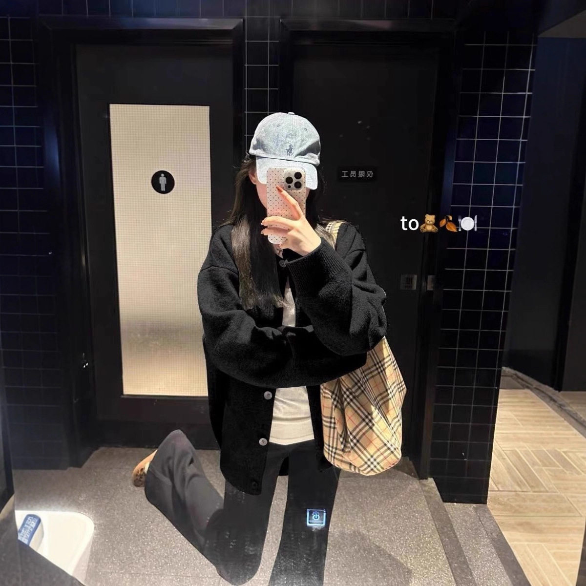 春秋加厚黑色圆领针织开衫女秋冬宽松慵懒高级感休闲气质毛衣外套