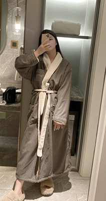 冬日小棉被五星酒店浴袍男秋冬加绒加厚保暖情侣家居服睡衣吸水