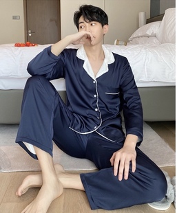 2020新款情侣睡衣秋冬加厚加绒男女真丝绸缎长裤保暖家居服套装