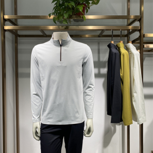 立领长袖 男士 T恤无缝压胶半拉链休闲上衣 新品 亲肤自发热26年春季