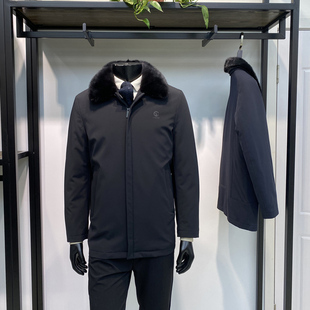 鹅绒内胆可脱卸翻领羽绒服外套水貂毛领可拆卸保暖上衣领佐诺依