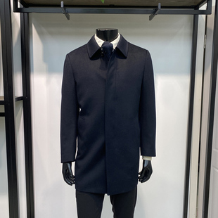羊绒内胆可脱卸男士中长款翻领羊绒大衣商务休闲毛呢外套领佐诺依