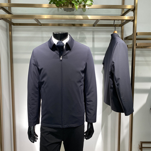 鹅绒内胆可脱卸冬新品男士翻领羽绒服上衣牛奶丝商务外套领佐诺依