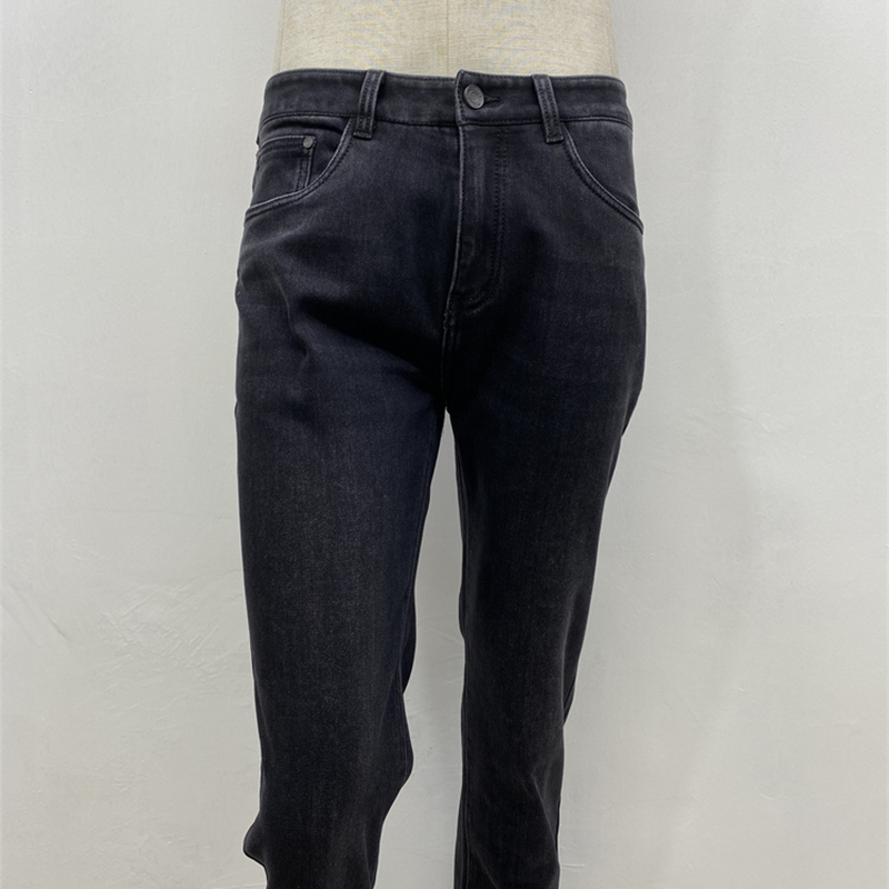 高品质男士哑光面牛仔裤黑灰色商务休闲直筒长裤弹力裤子领佐诺依