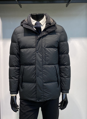 25年冬季新品男士短款黑色羽绒服外套时尚休闲保暖鸭绒服领佐诺依