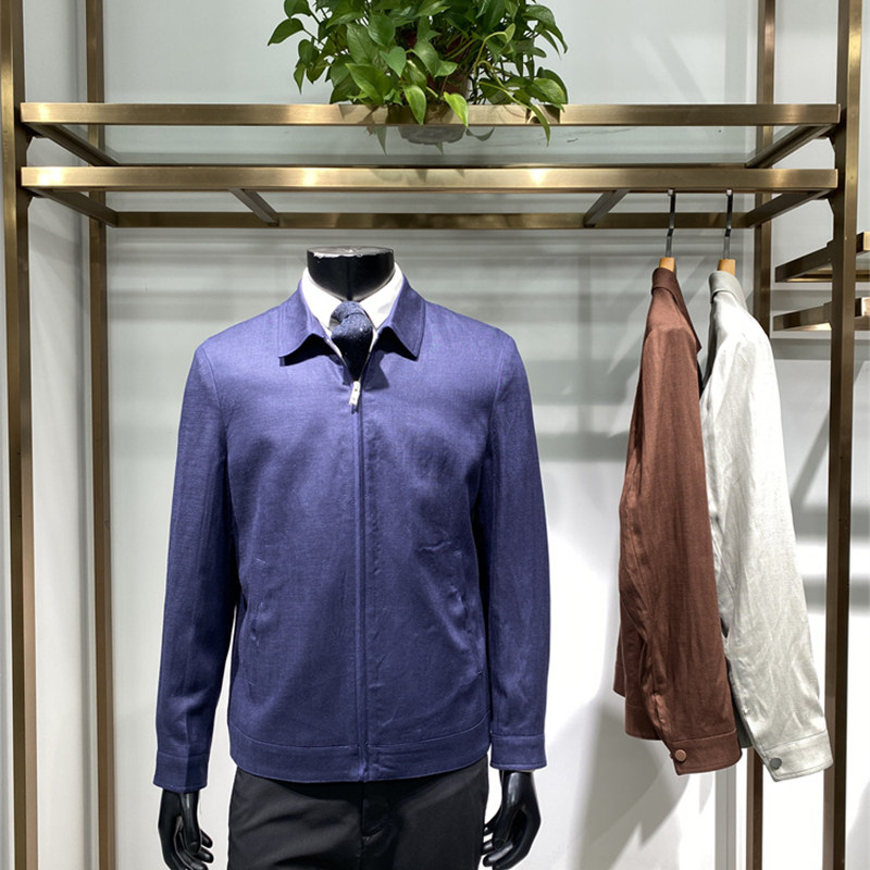 高端亚麻专柜春款男士翻领夹克上衣商务休闲无里衬外套领佐诺依,男装,夹克,淘宝优惠券,粉丝福利购,淘宝优惠卷