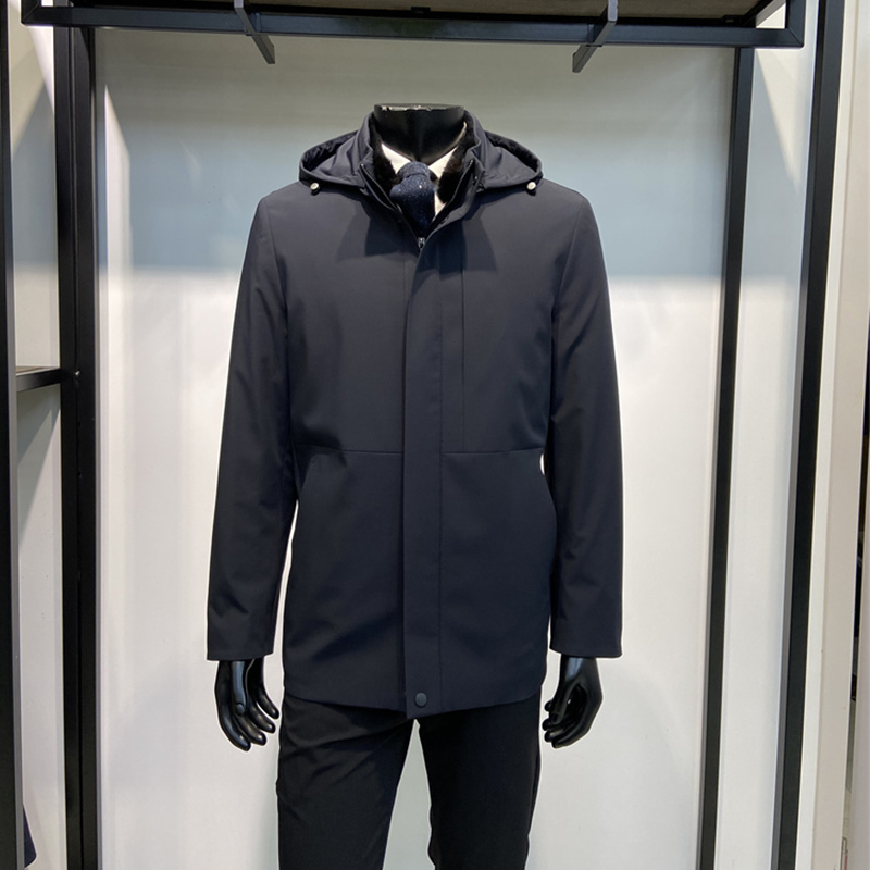 兔毛内胆可脱卸男士冬季尼克服外套商务休闲水貂毛领上衣领佐诺依