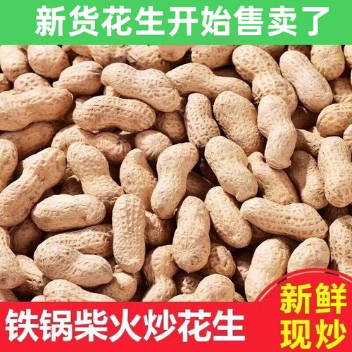 铁锅原味炒红皮花生带壳熟花生