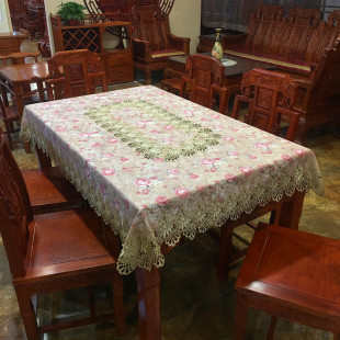 奢华布艺餐桌布长方形台布茶几桌布客厅蕾丝欧式中式美式家用红木