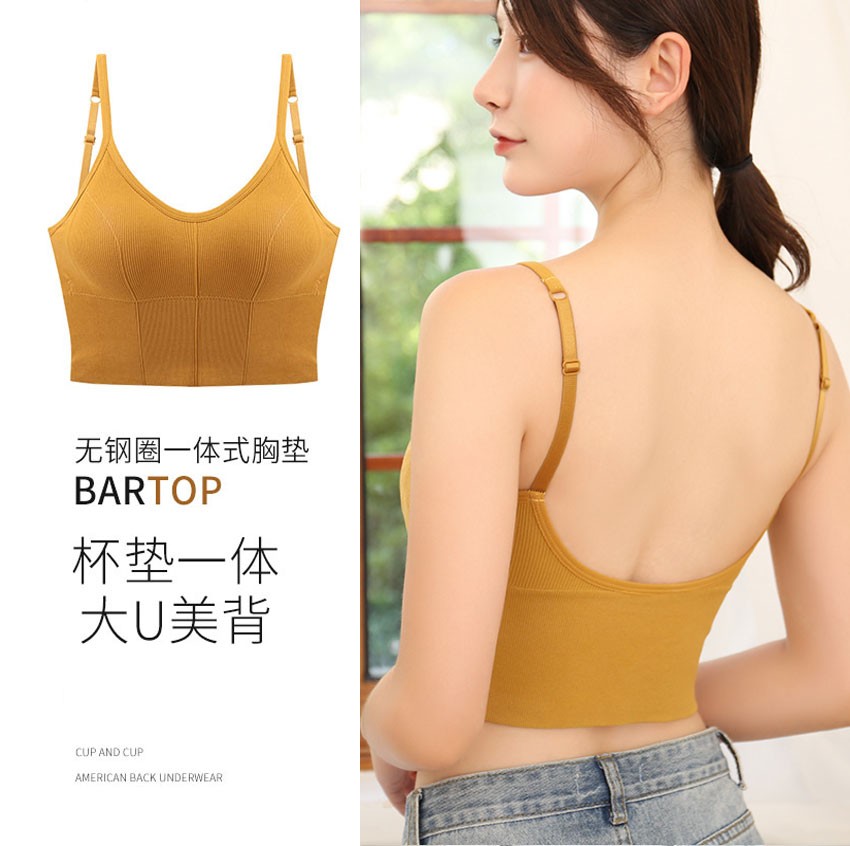 美背吊带爆款女卡卡女装网红同款bra一体外穿内搭打底衣大u型背心