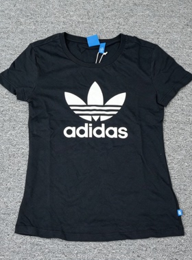 Adidas/阿迪达斯 女子三叶草夏款纯棉透气经典休闲运动T恤 AJ8084