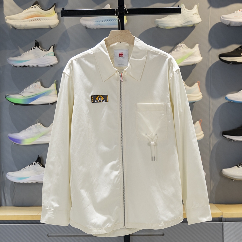 中国李宁男子休闲衬衫宽松舒适百搭运动服开衫长袖外套ASHS021