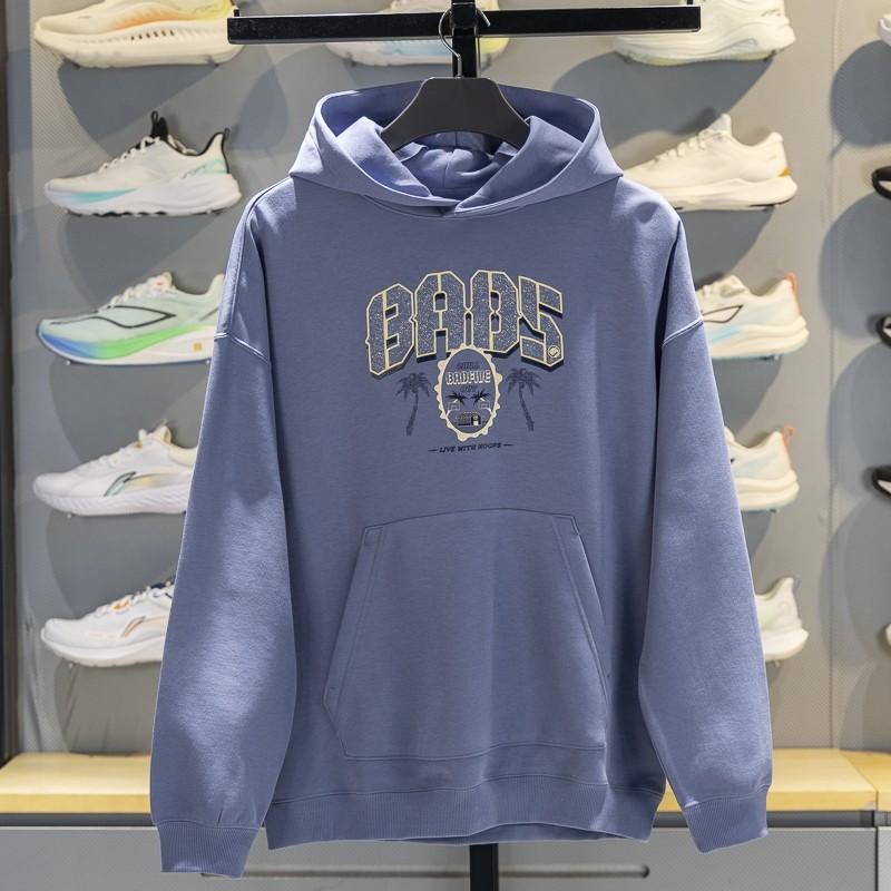 李宁男子连帽宽松休闲套头卫衣