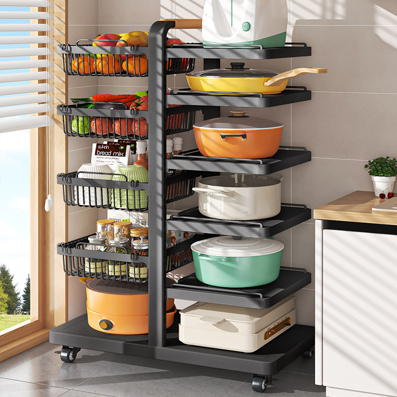 锅架厨房置物架落地多层家用放果蔬菜篮子小推车多功能锅具收纳层,厨房/烹饪用具,厨房置物架/置物柜/角架,淘宝优惠券,粉丝福利购,淘宝优惠卷