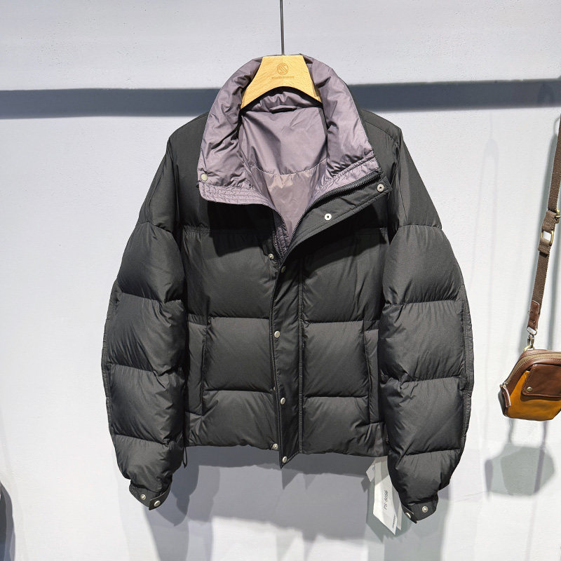 2025冬季新品潮流纯色韩版休闲白鸭绒羽绒服男宽松百搭保暖面包服