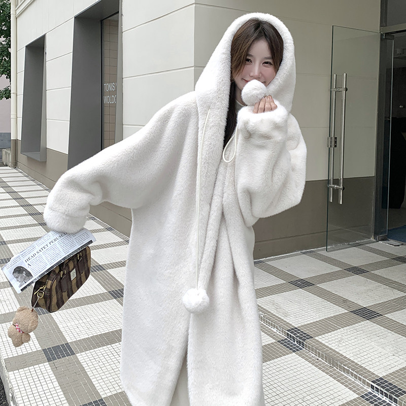 【】时尚气质连帽长款大衣毛球系2D111-A1092P220K335,女装皮草,2D111