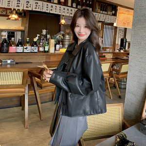 【】黑色机车pu皮上衣外套女 2D111-A395 P145 K198 主推图片