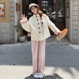 【现货】新中式白色羊羔毛毛呢外套女2D111-A1083P205K308，女装短外套，2D111