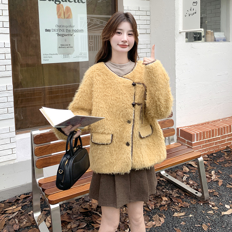 【】韩系设计感软糯羊羔毛外套女2D111-A1091P210K318,女装皮草,2D111