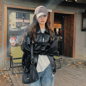 【】黑色pu皮夹克韩版外套女 2C012-A629 P150 K208 主推图片