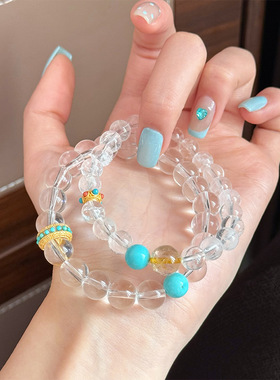 时尚简约气质百搭925银白水晶手串手链轻奢高级感复古精致手饰女