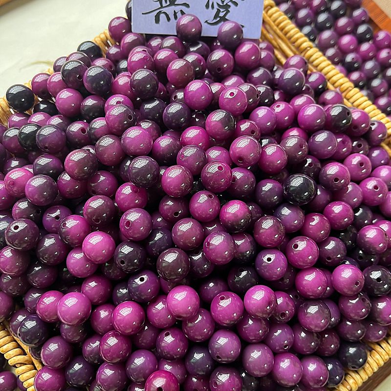 紫葡萄圆珠12mm菩提根散珠diy手工串珠学生版佛珠文玩可做手串