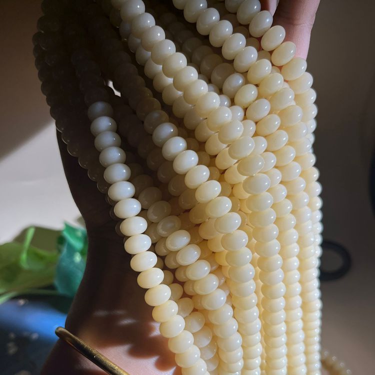 奶油黄算盘珠9x6mm菩提根散珠散装男女同款文玩绕指柔佛珠念珠