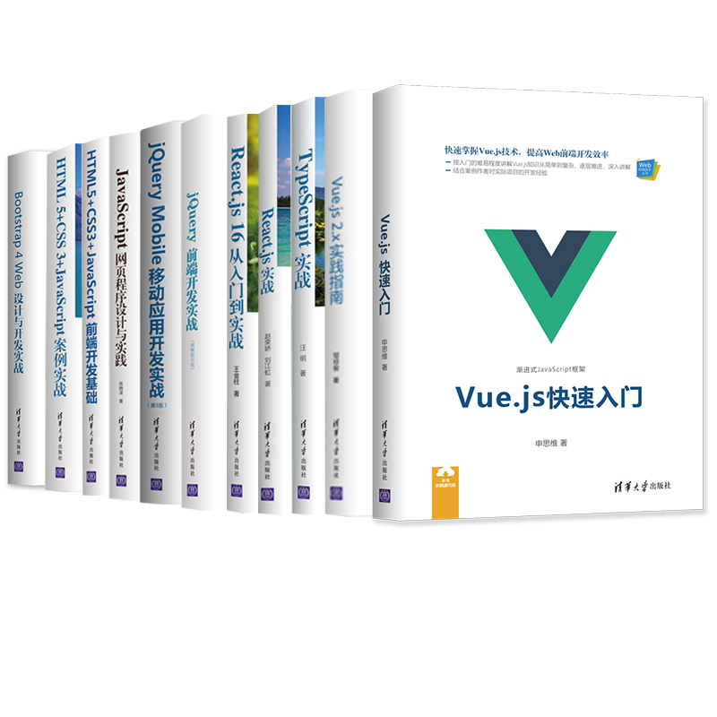 【全11册】Vue.js 2.x实践指南Web前端技术丛书Bootstrap4Web设计与开发实战Web前端技术丛书HTML5CSS3+JavaScript案例实战Web