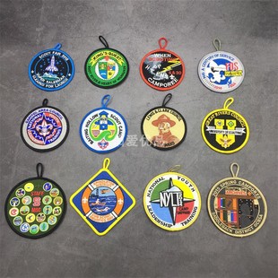 童军欧美胸章精美刺绣吊绳布贴装饰衣服圆形绣标人物时尚补丁贴