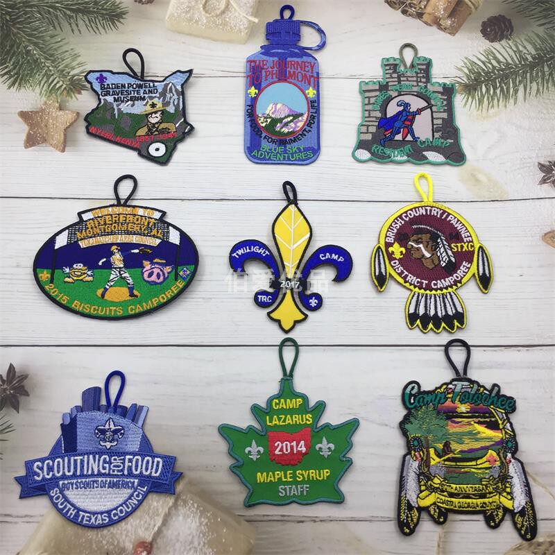 童军异型徽章刺绣吊绳布贴衣服装饰贴袖章臂章背包贴熨烫缝补辅料